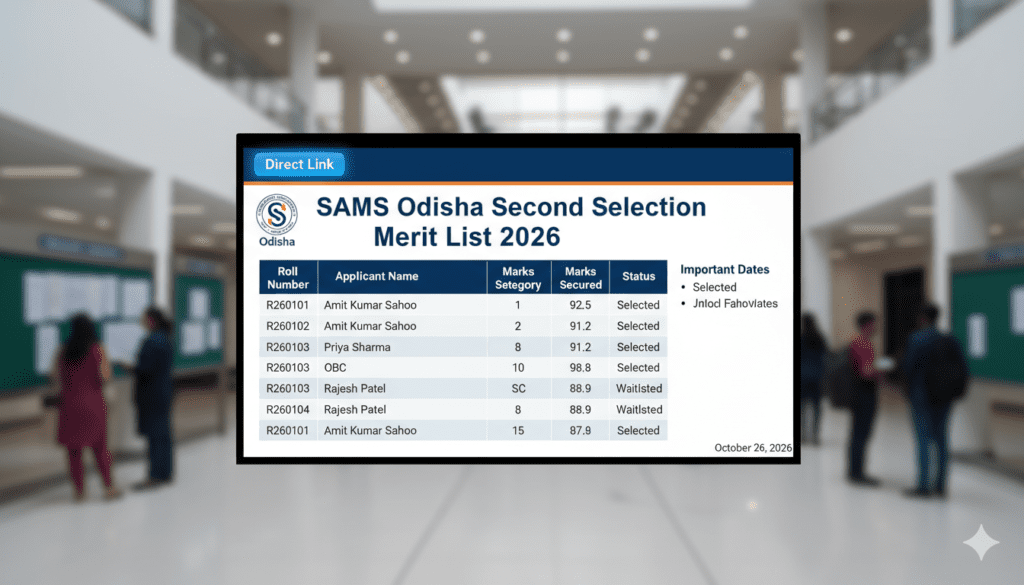 sams odisha second selection merit list